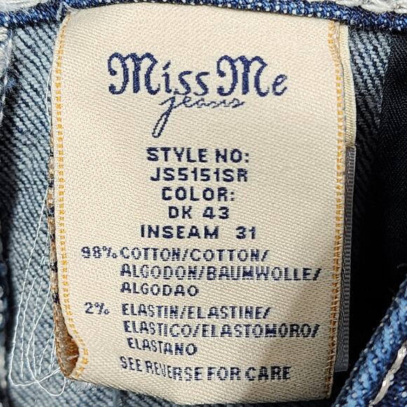 Miss Me Jeans 29 Dark INDIGO Blue JS5151SR Skinny STRETCH Low Rise Plain Pocket - Picture 5 of 12